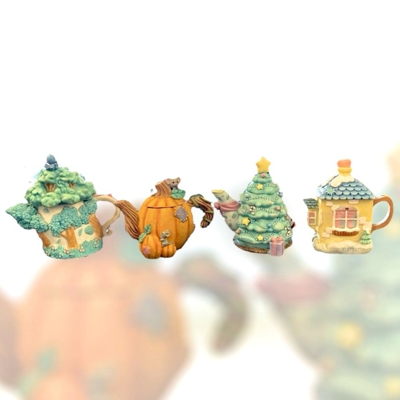 Vtg Precious Moments By Enesco-February, March, October, & December Mini Teapots - Picture 3 of 4